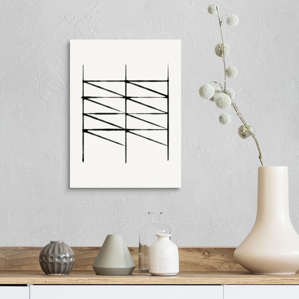 A farmhouse room featuring Abstract Ink Grid II