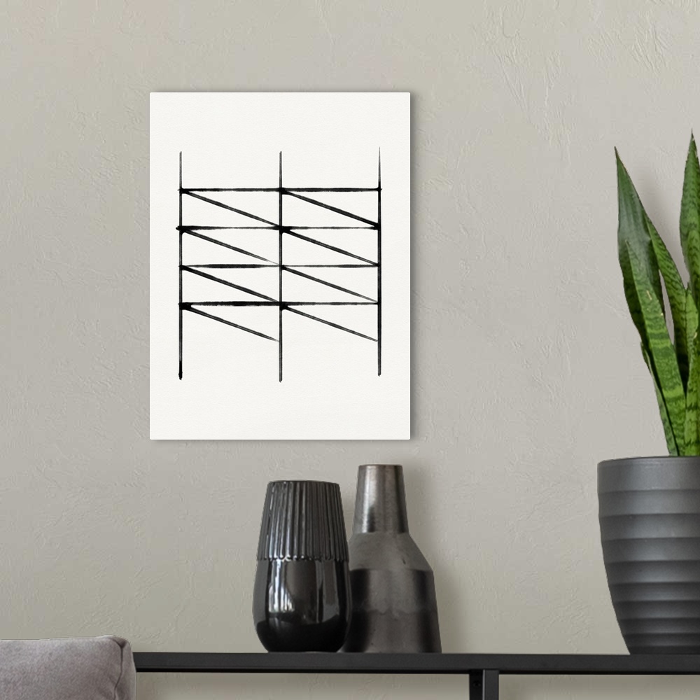 A modern room featuring Abstract Ink Grid II