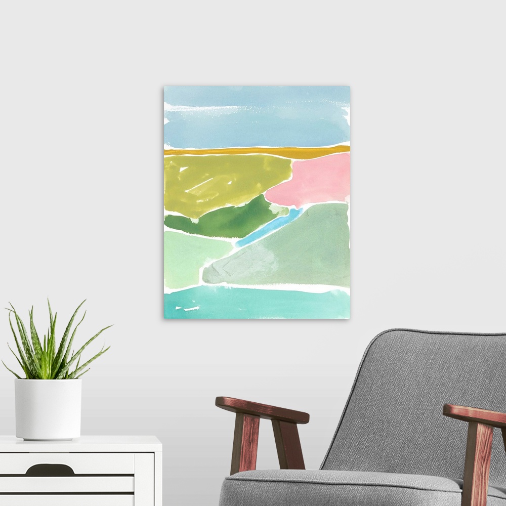 A modern room featuring Abstract Italian Landscape I
