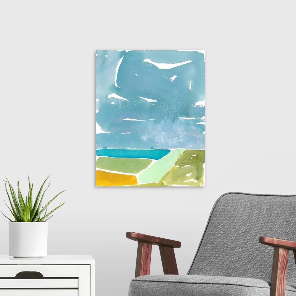 A modern room featuring Abstract Italian Landscape II