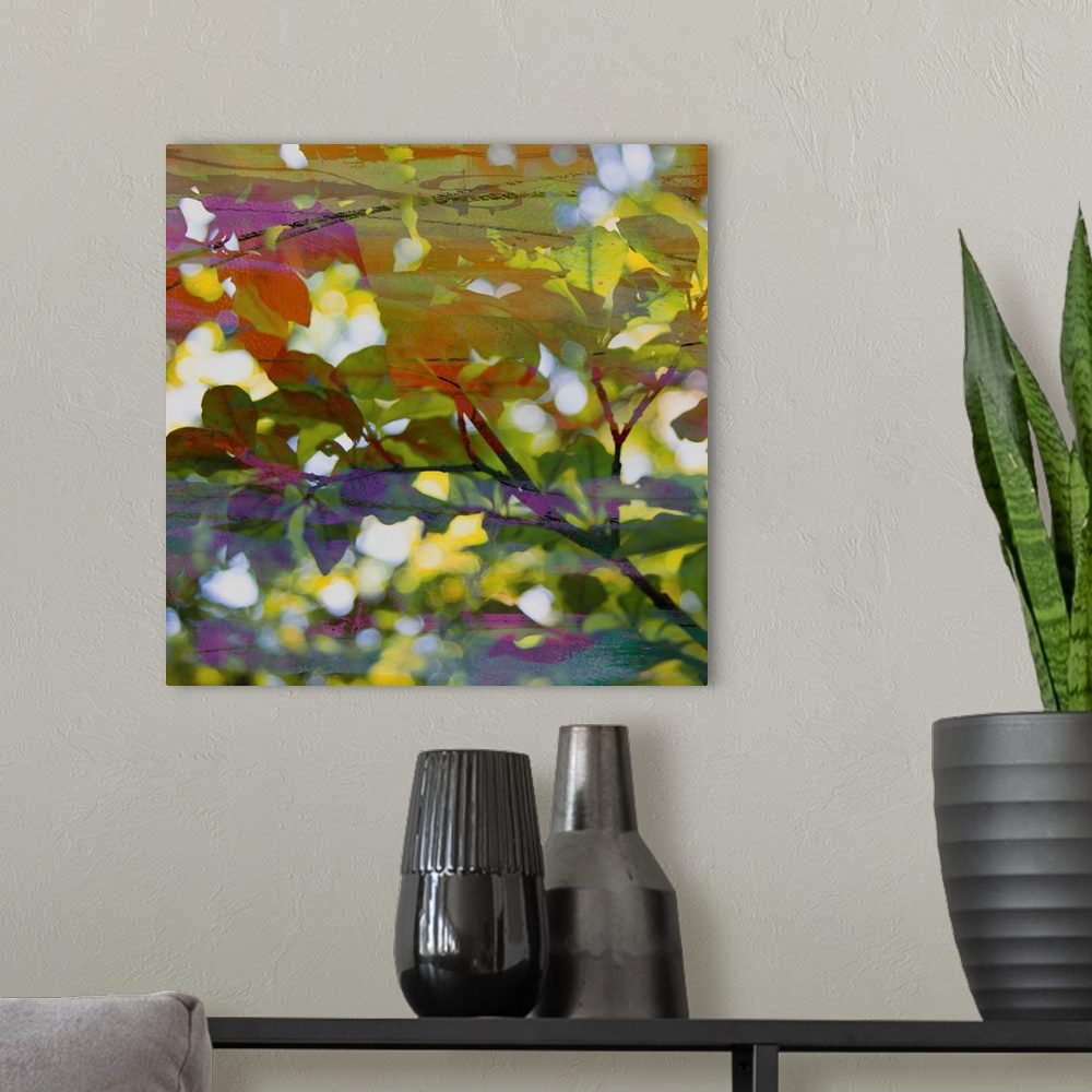 A modern room featuring Abstract Leaf Study II