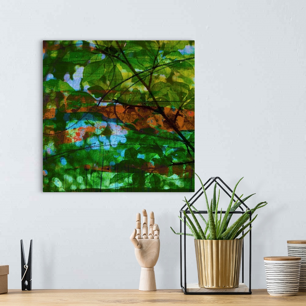 A bohemian room featuring Abstract Leaf Study IV