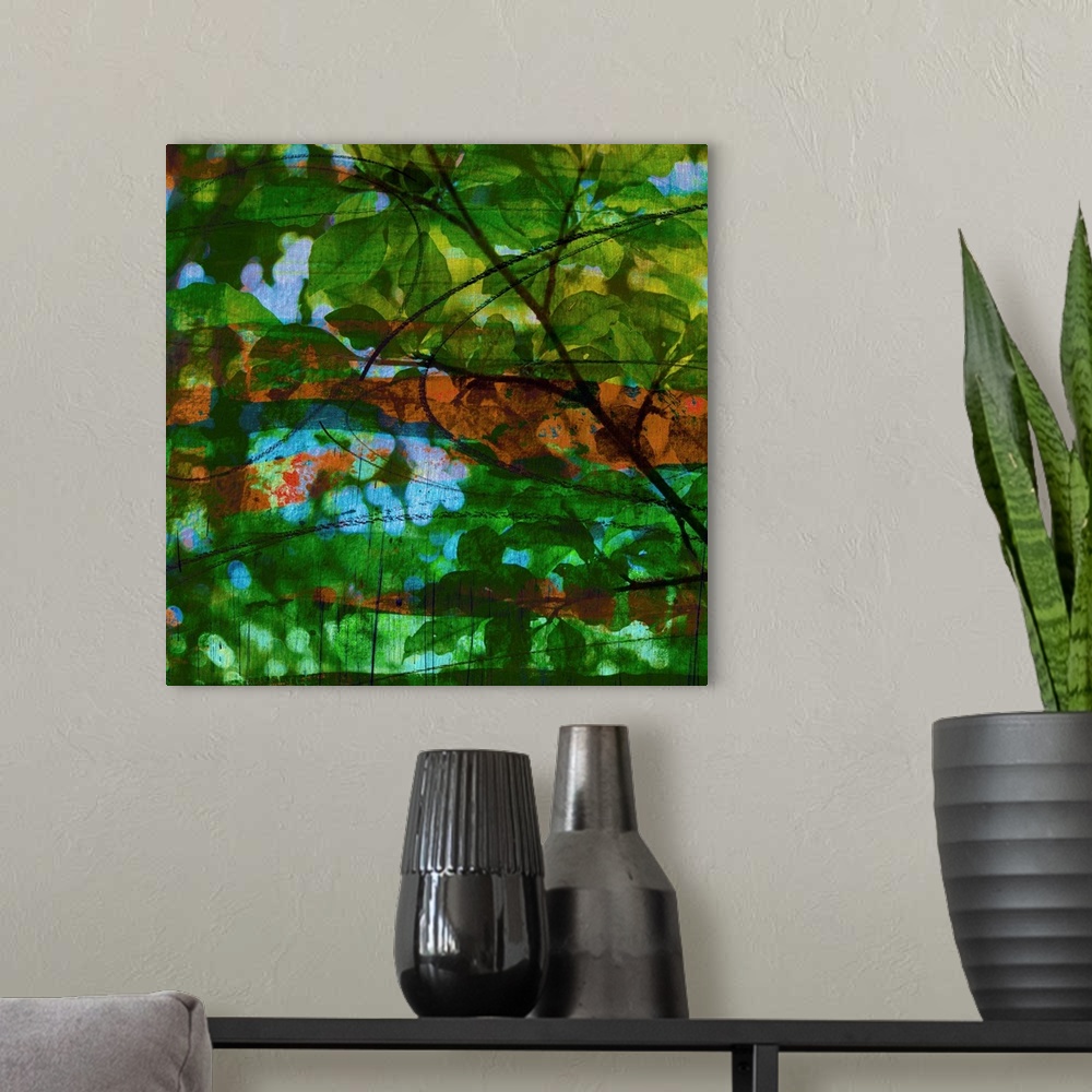 A modern room featuring Abstract Leaf Study IV