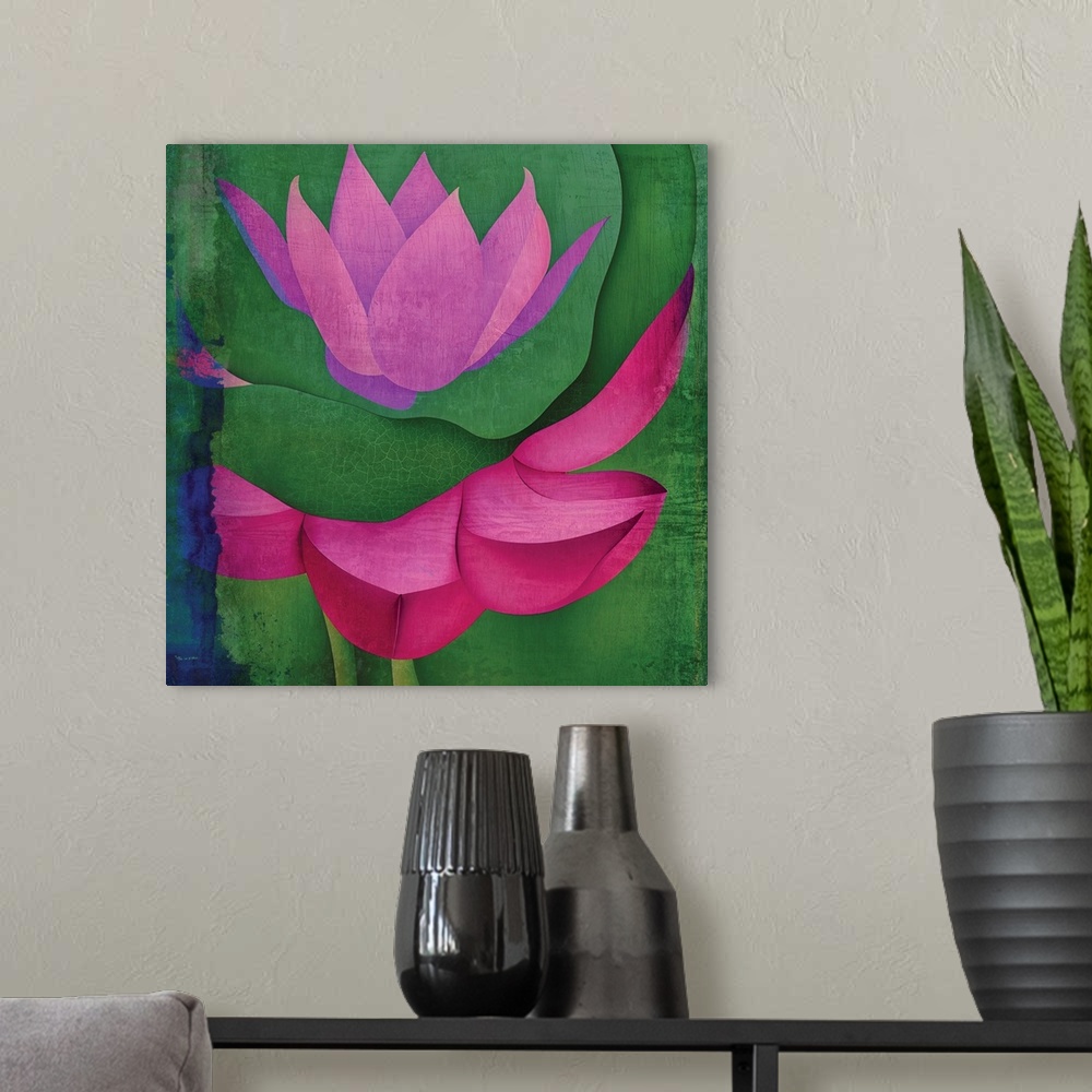 A modern room featuring Abstract Lotus Flower