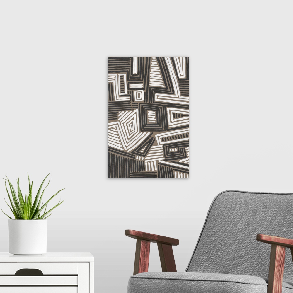 A modern room featuring Abstract Maze II