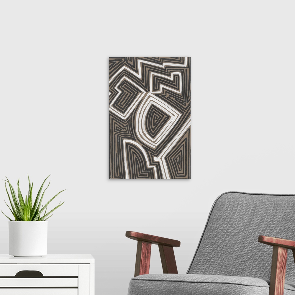A modern room featuring Abstract Maze III