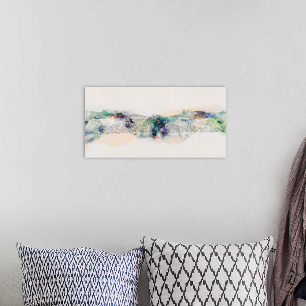 A bohemian room featuring Abstract Mountain Range