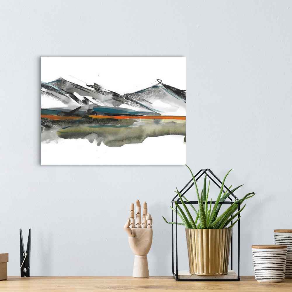 A bohemian room featuring Abstract Mountain View II
