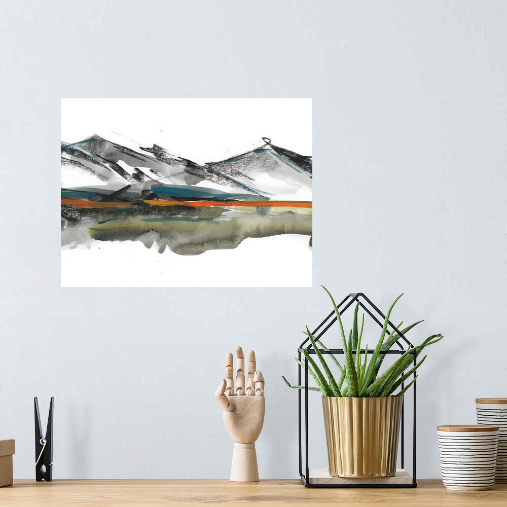 A bohemian room featuring Abstract Mountain View II