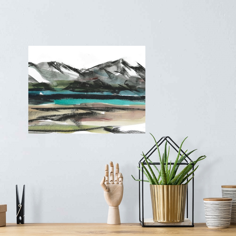 A bohemian room featuring Abstract Mountain View III