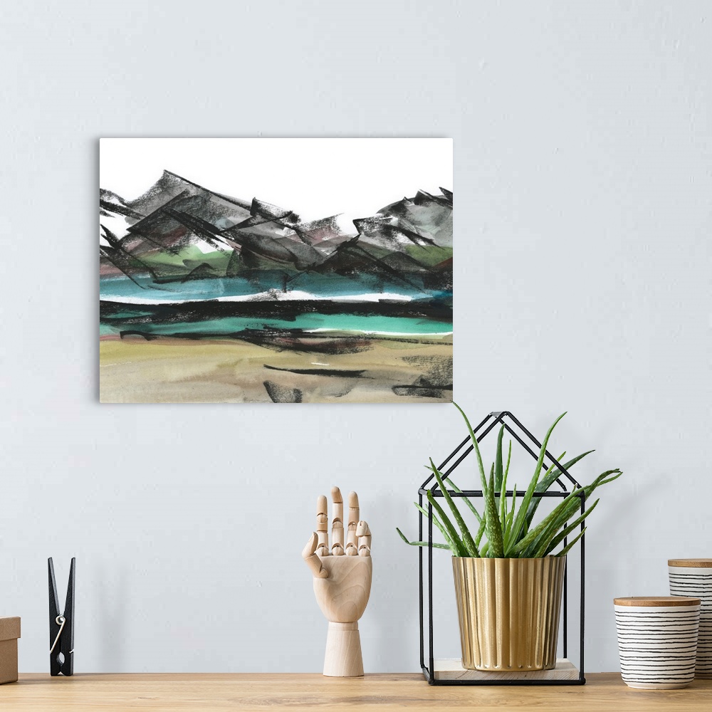 A bohemian room featuring Abstract Mountain View IV
