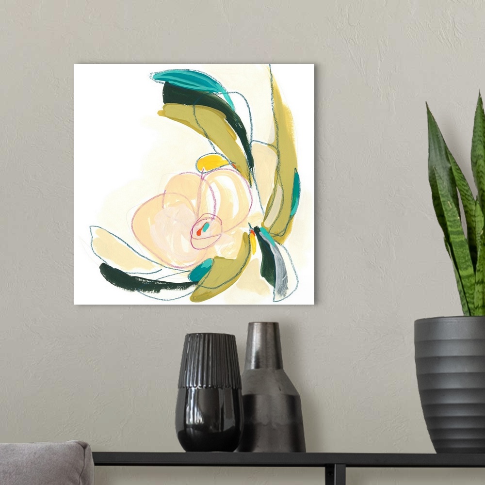 A modern room featuring Abstract Orchid II
