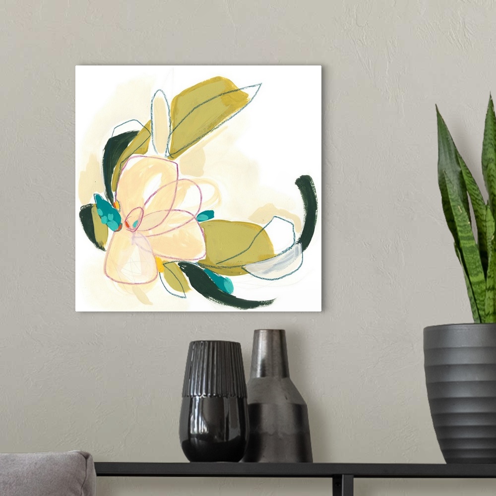 A modern room featuring Abstract Orchid III
