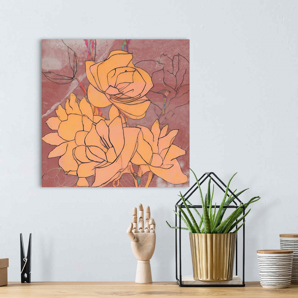 A bohemian room featuring Abstract Pale Roses