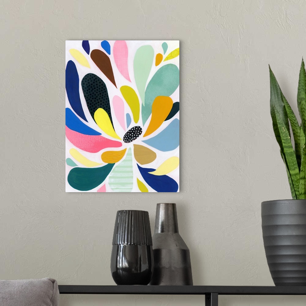 A modern room featuring Abstract Petals I