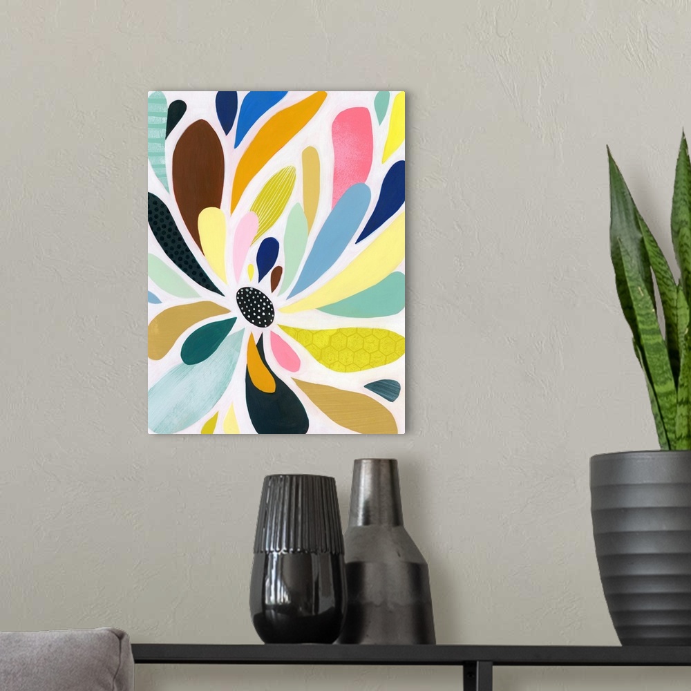 A modern room featuring Abstract Petals II