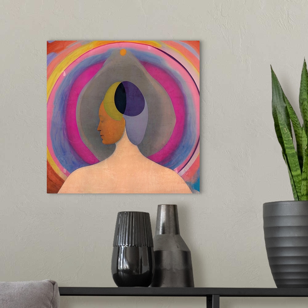A modern room featuring Abstract Priestess