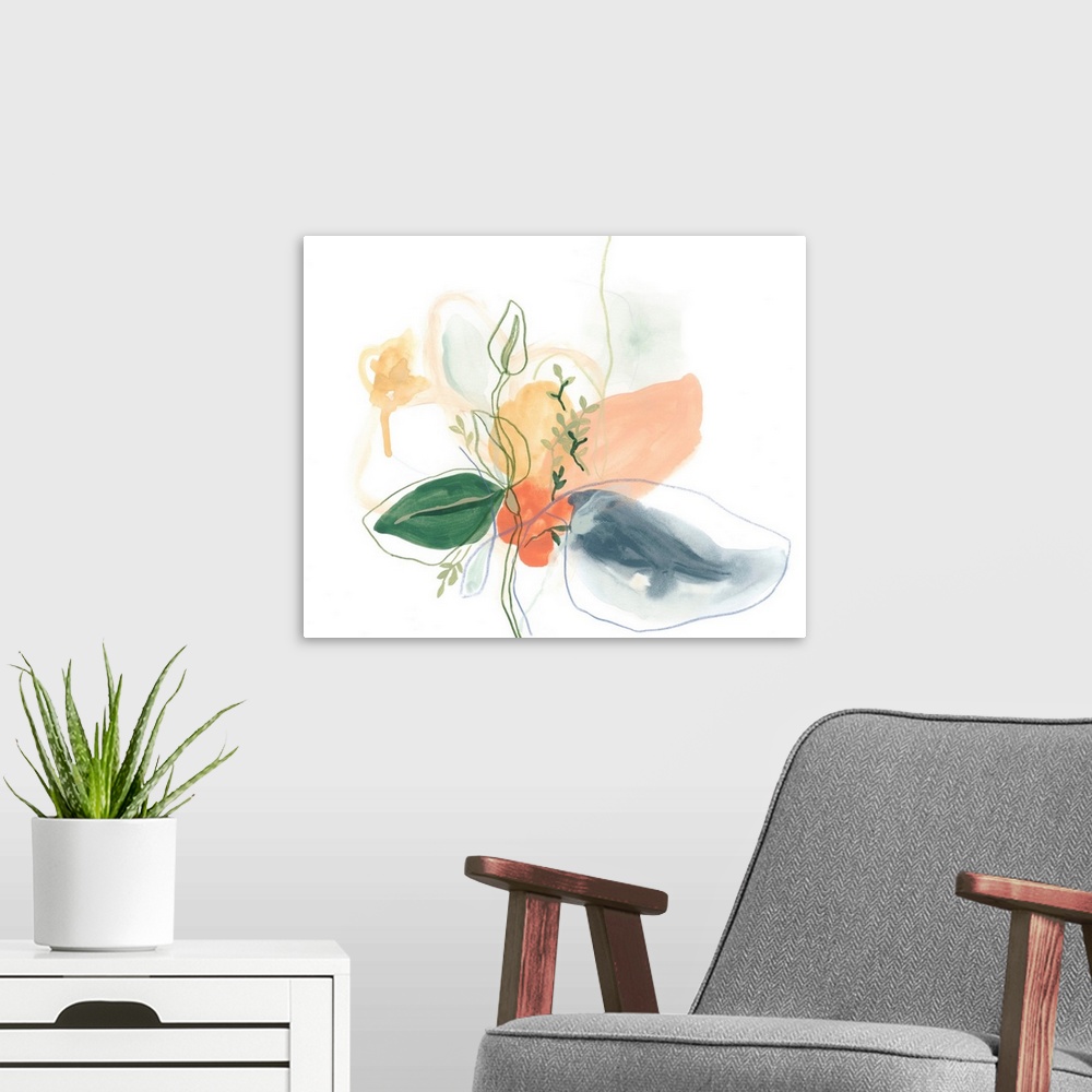 A modern room featuring Abstracted Bouquet I