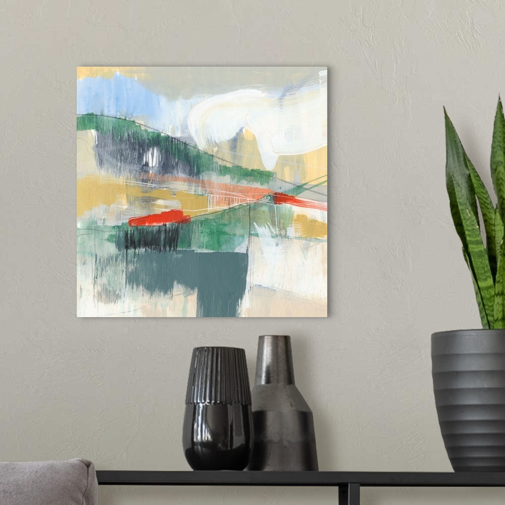 A modern room featuring Abstracted Mountainscape I