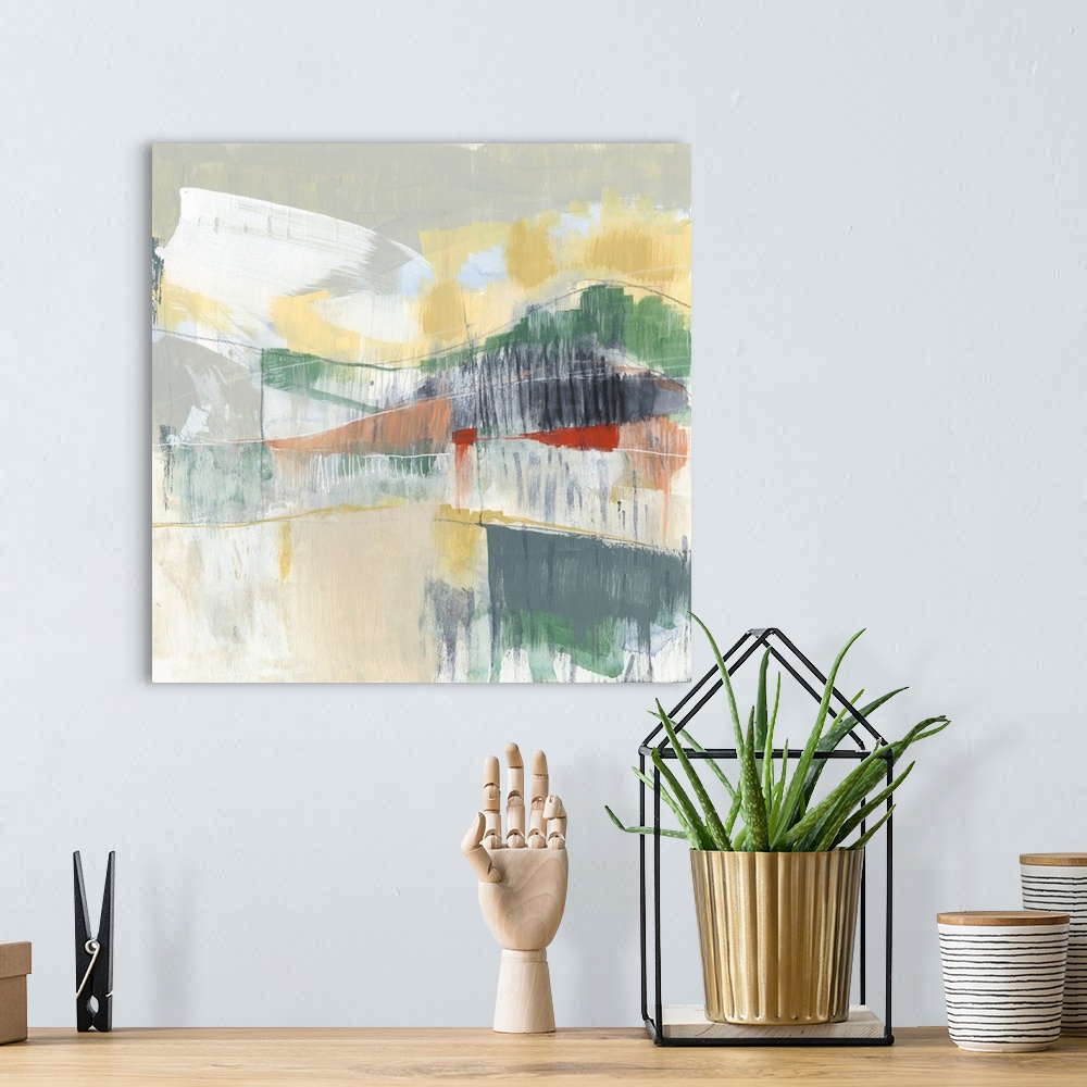 A bohemian room featuring Abstracted Mountainscape II