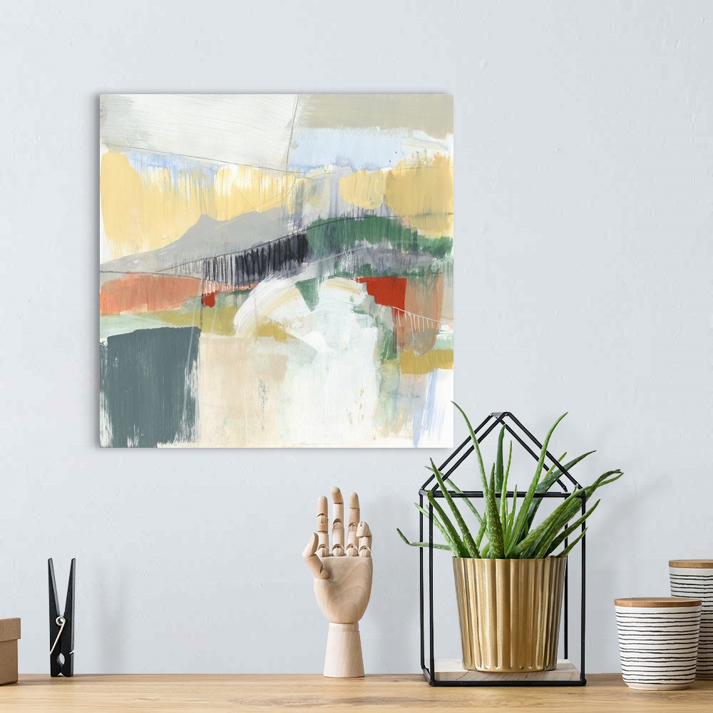 A bohemian room featuring Abstracted Mountainscape III