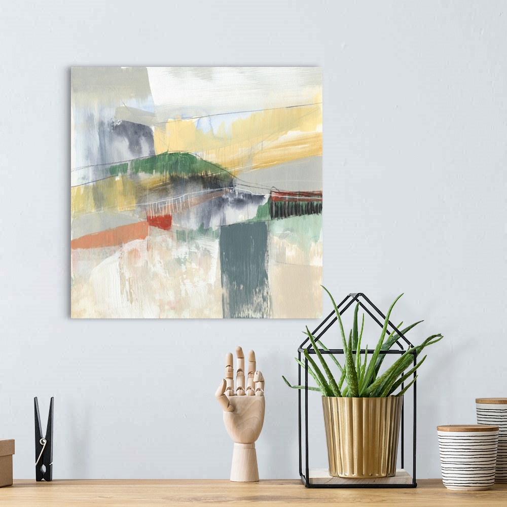 A bohemian room featuring Abstracted Mountainscape IV