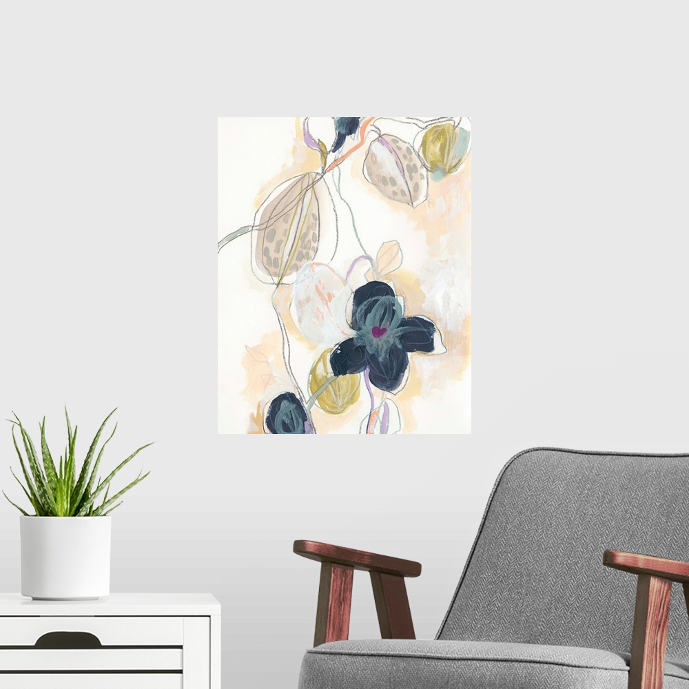 A modern room featuring Abstracted Orchid I