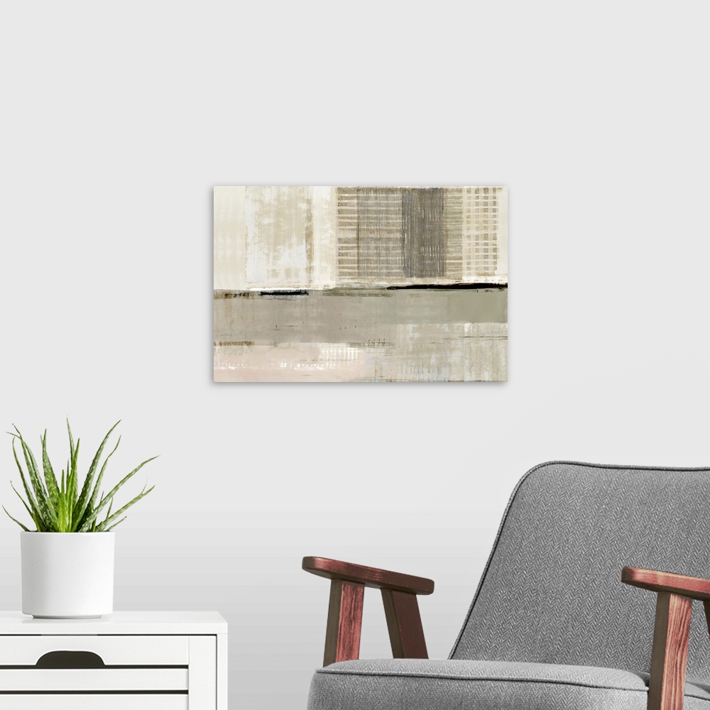 A modern room featuring Across The Abstract Bay I