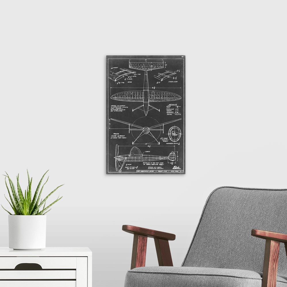 A modern room featuring Aeronautic Blueprint III