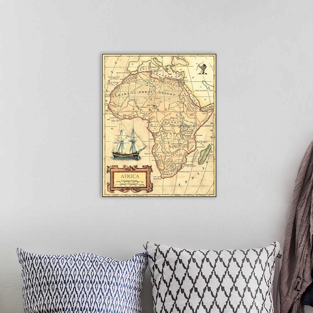 A bohemian room featuring Africa Map