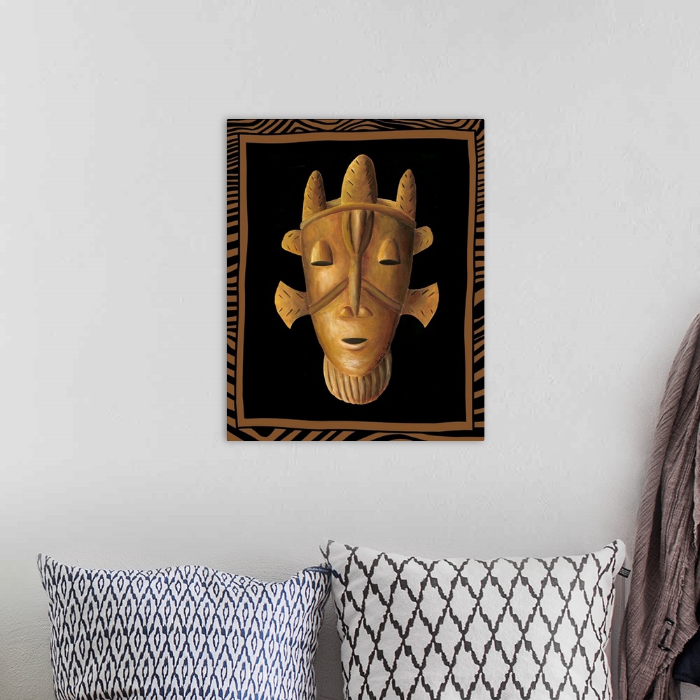 A bohemian room featuring African Mask II