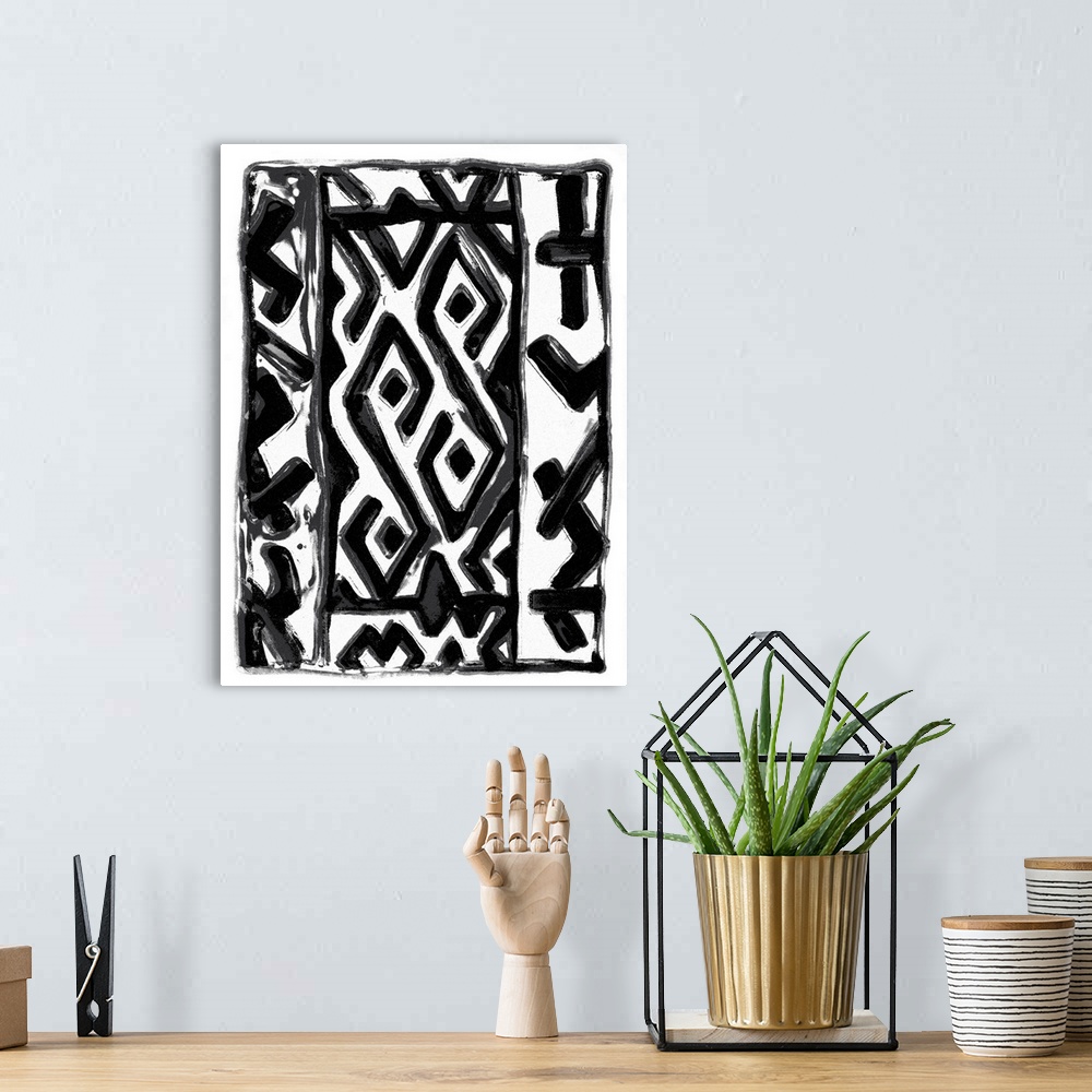 A bohemian room featuring African Textile Woodcut V