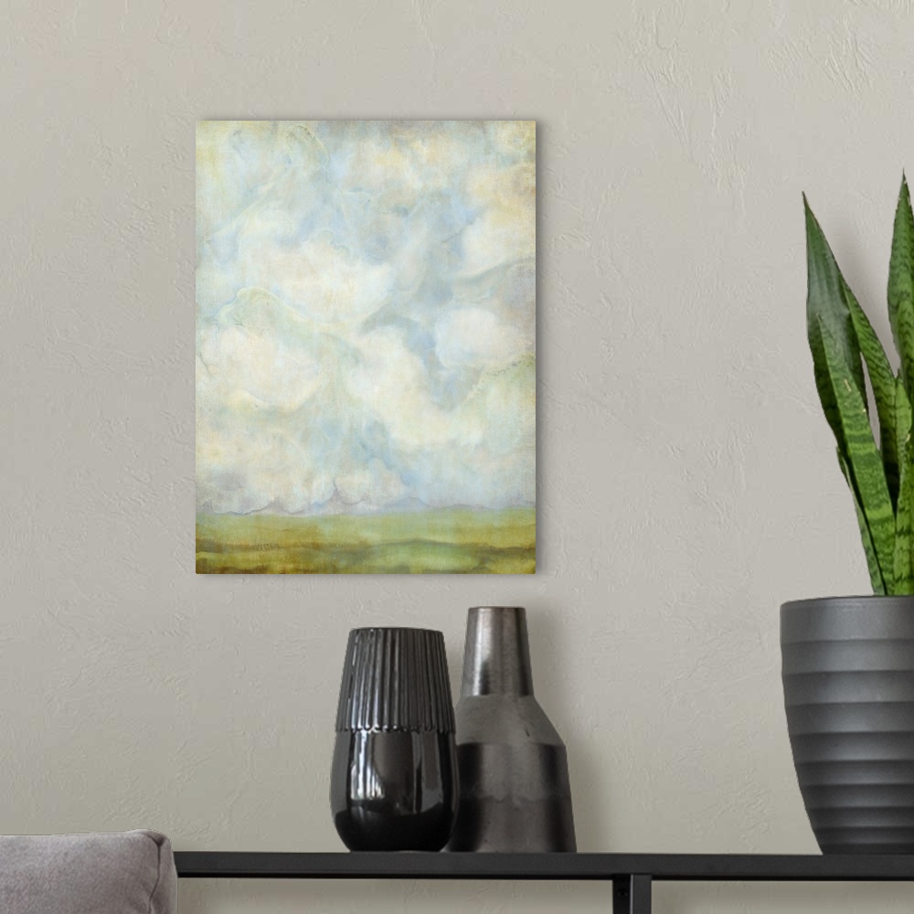 A modern room featuring Aged Abstract Landscape I
