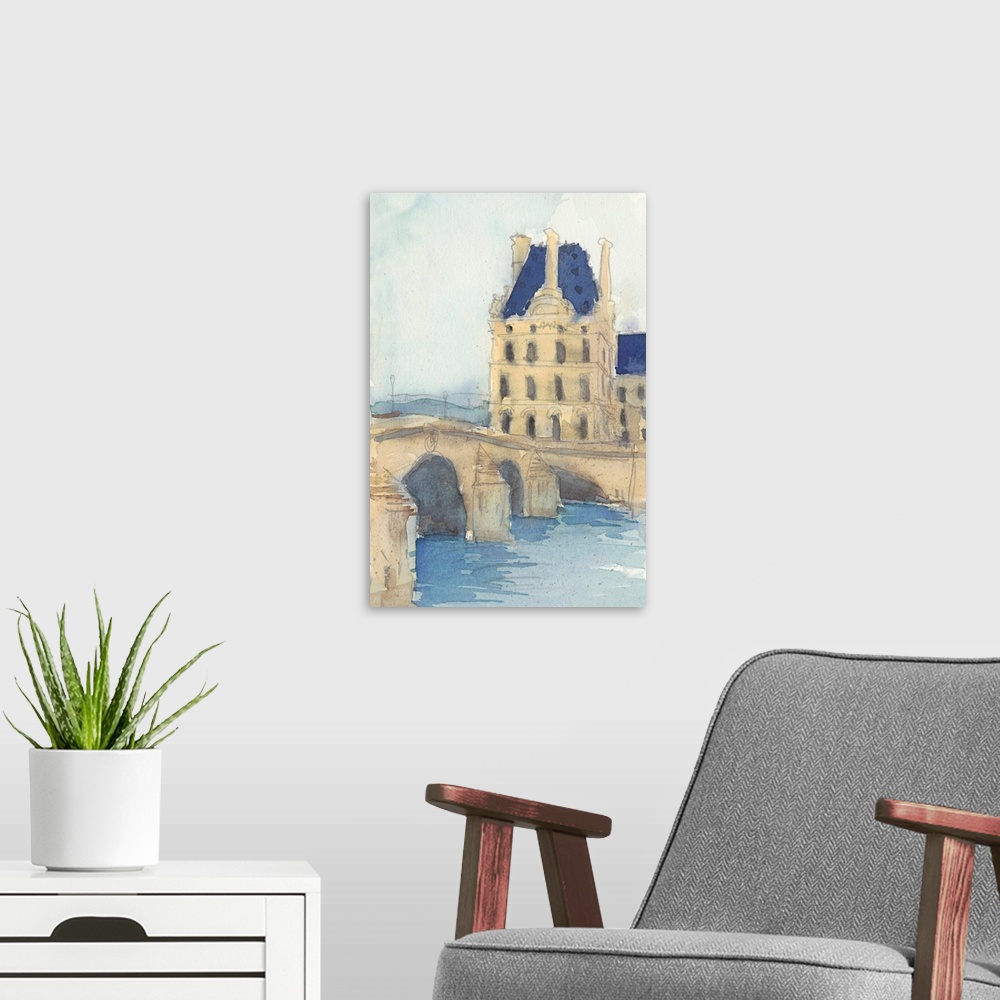 A modern room featuring Along the Seine I