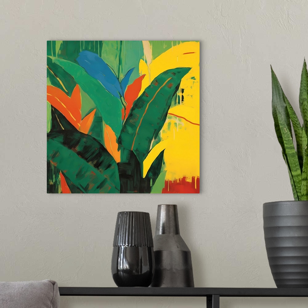 A modern room featuring Amazon Leaves II