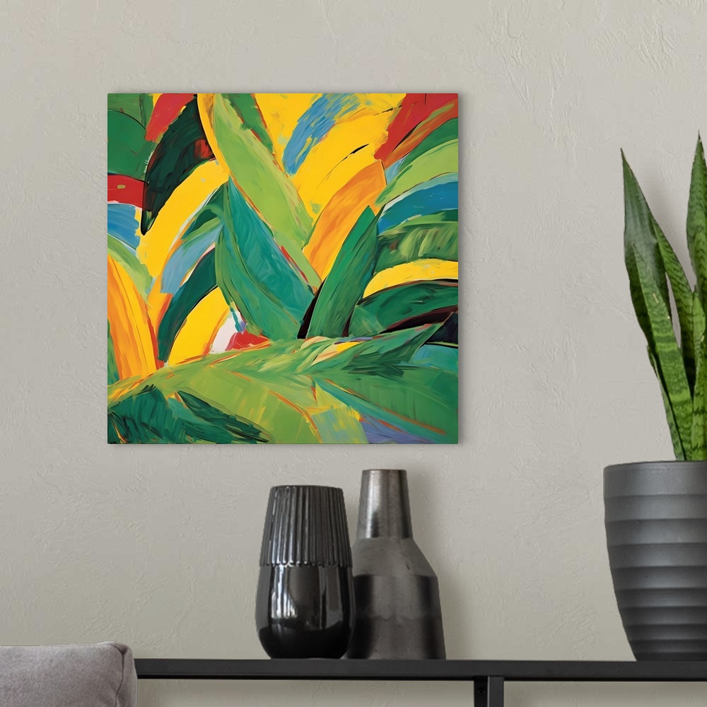 A modern room featuring Amazon Leaves III