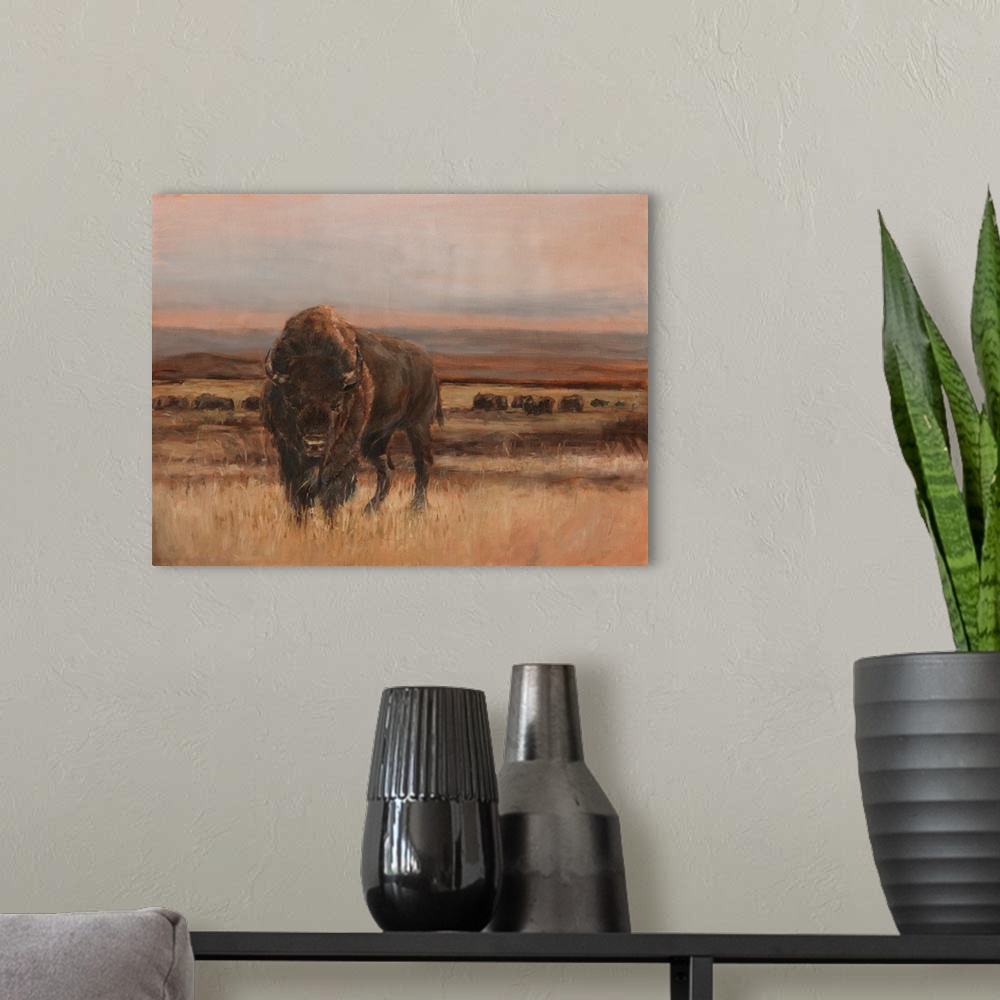 A modern room featuring American Buffalo On The Plains I