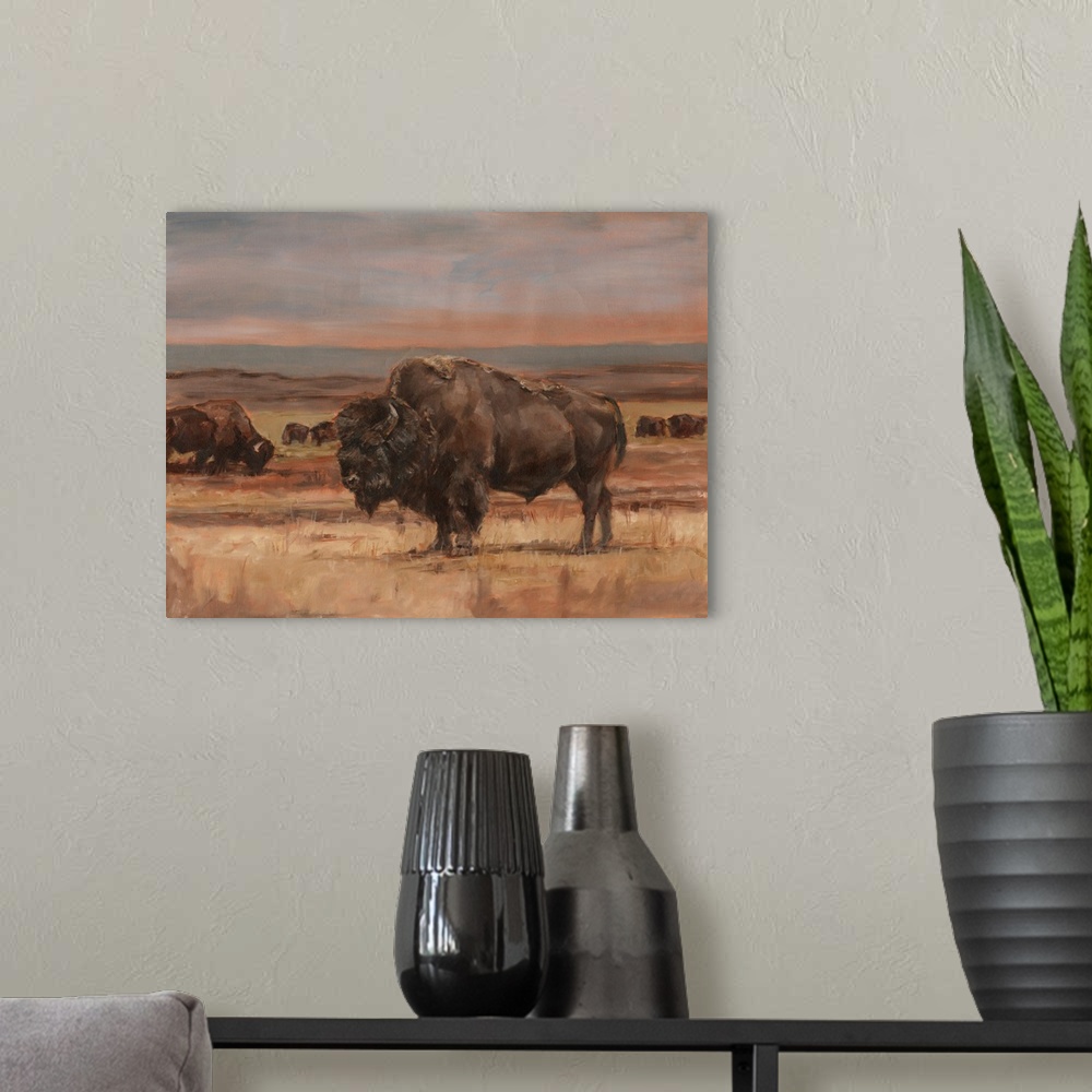 A modern room featuring American Buffalo On The Plains II