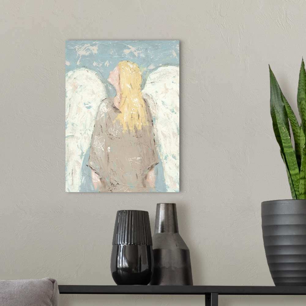 A modern room featuring Angel Waiting