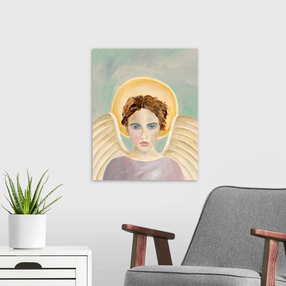A modern room featuring Angels Among Us I