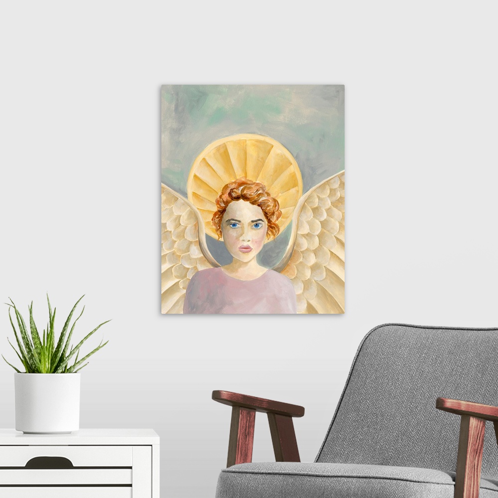 A modern room featuring Angels Among Us II