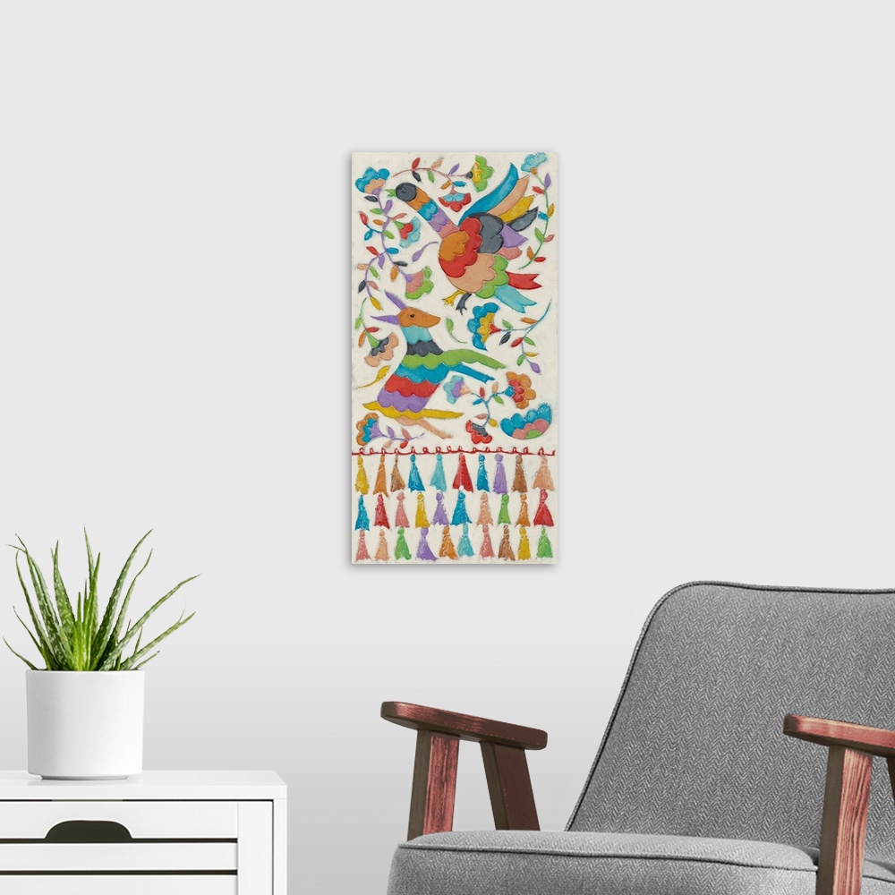 A modern room featuring Animal Tapestry I