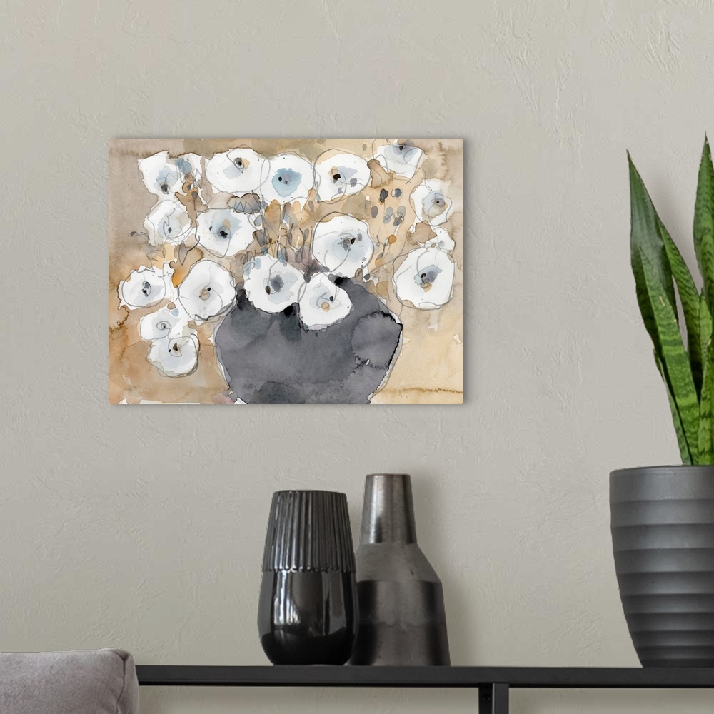 A modern room featuring Another White Blossom I