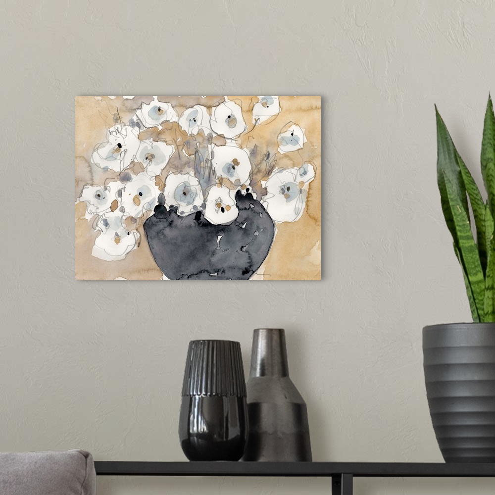 A modern room featuring Another White Blossom II
