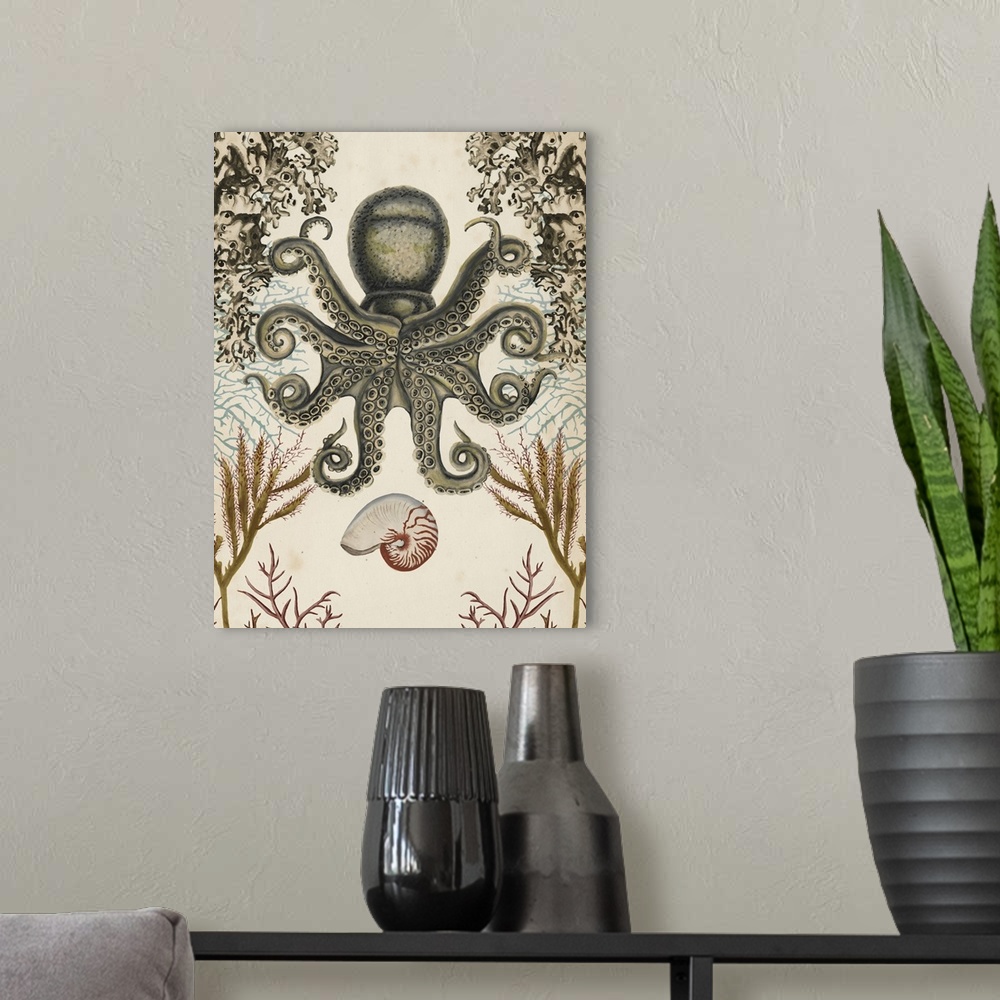 A modern room featuring Antiquarian Menagerie - Octopus