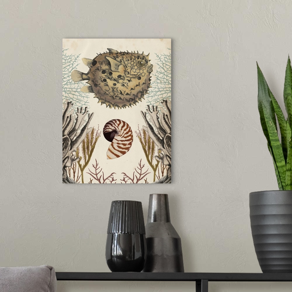 A modern room featuring Antiquarian Menagerie - Puffer Fish
