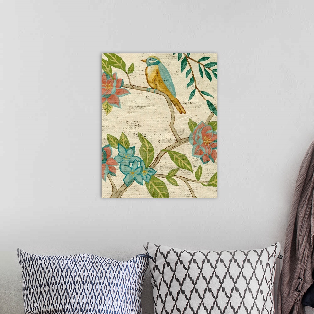 A bohemian room featuring Antique Aviary IV