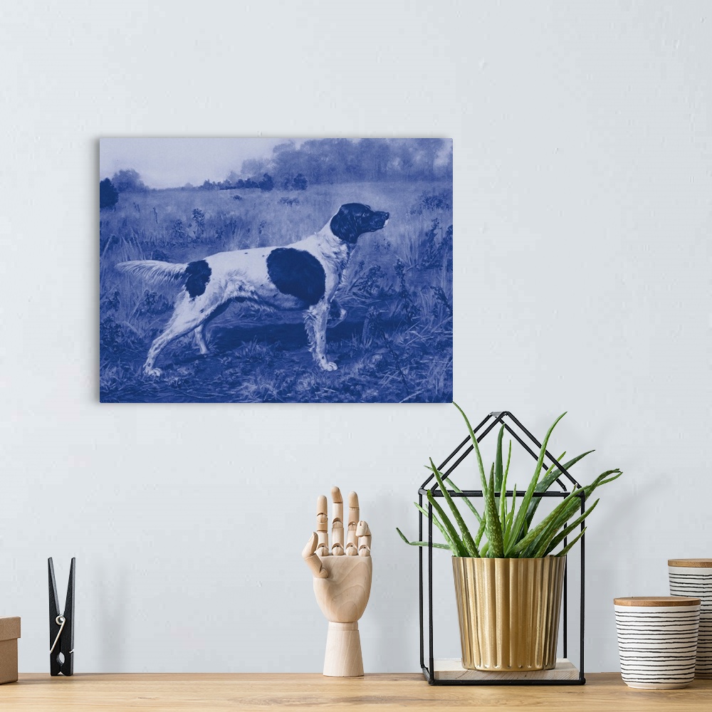 A bohemian room featuring Antique Blue Dogs I