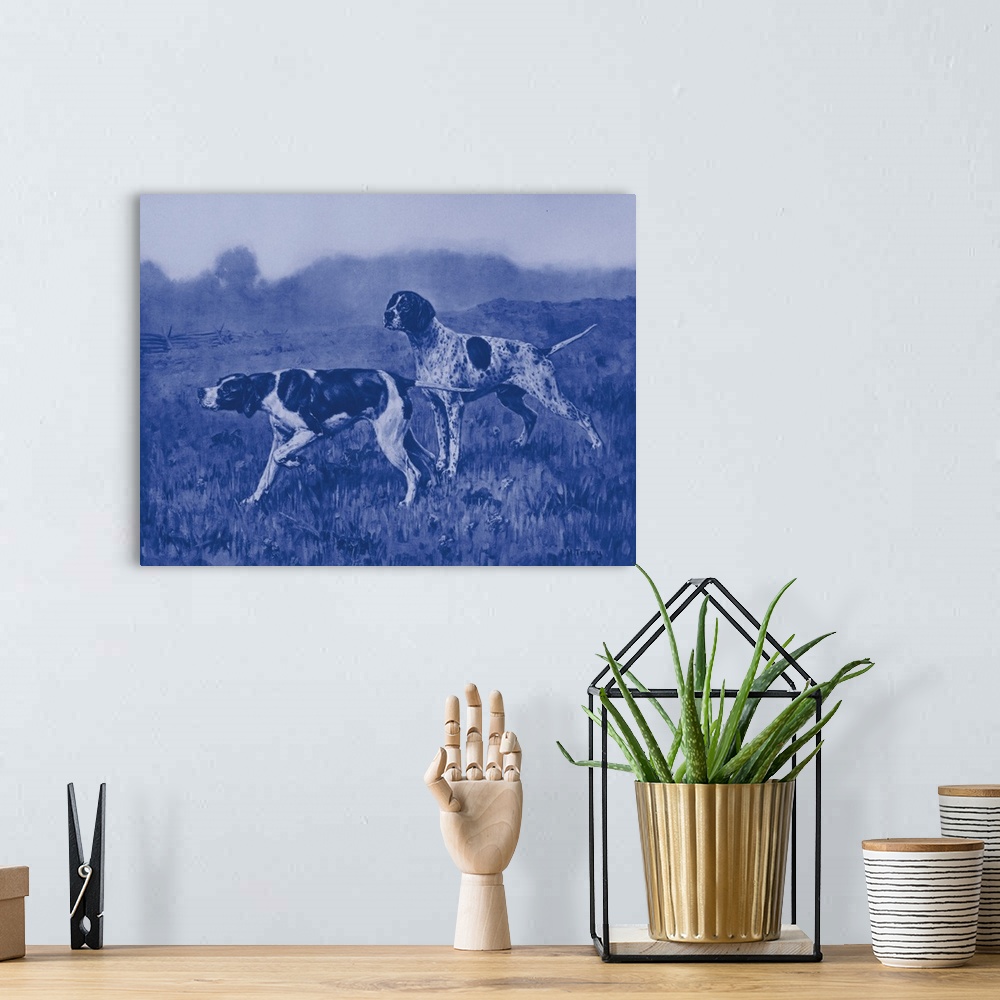 A bohemian room featuring Antique Blue Dogs II