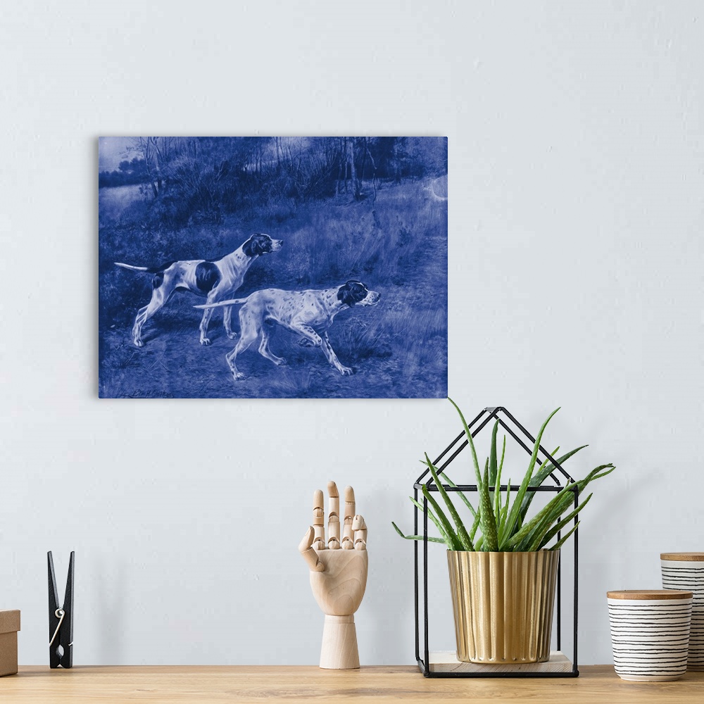 A bohemian room featuring Antique Blue Dogs III
